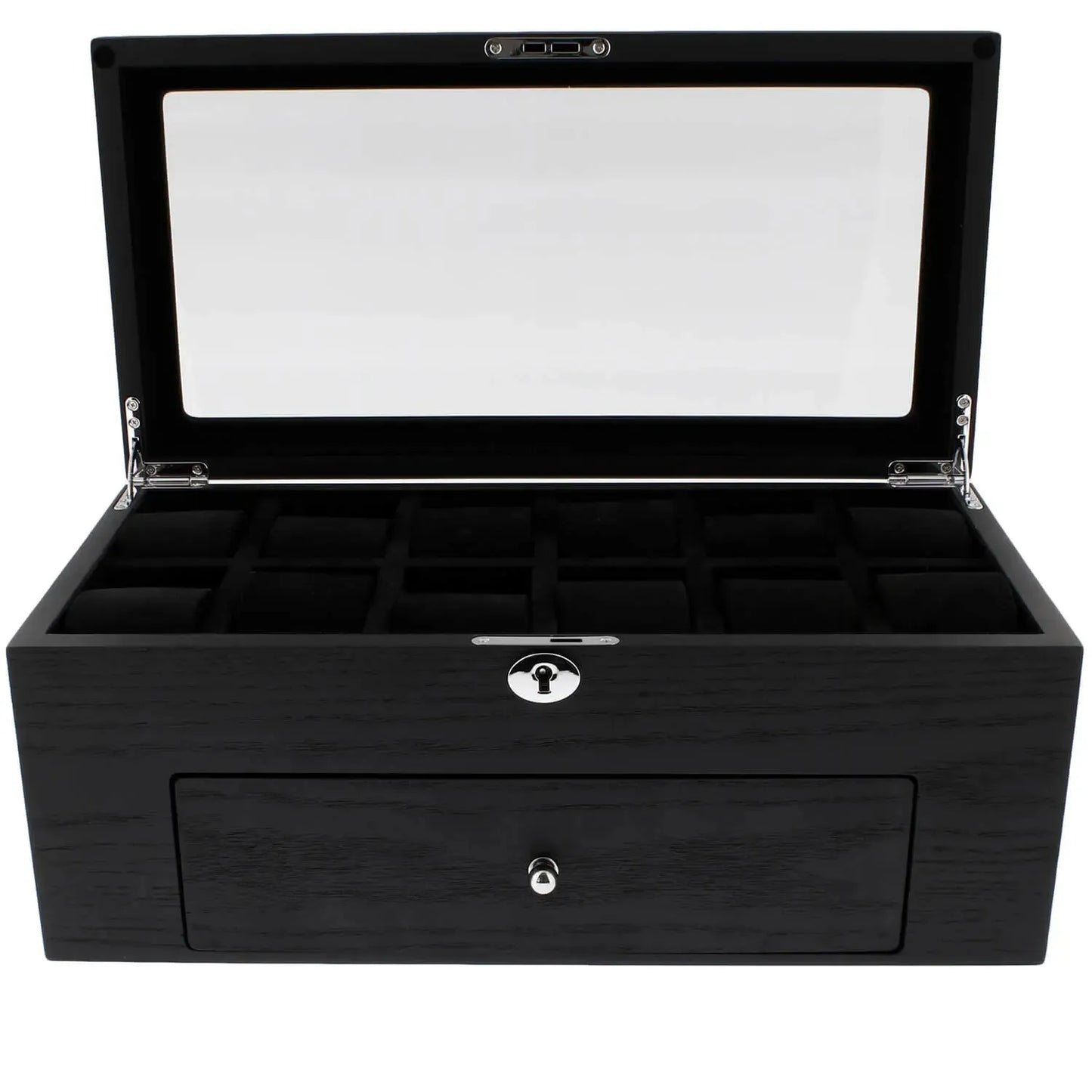 22 Watch Box Premium Qualitry Black Oak Veneer with Drawer by Tempus Luxury