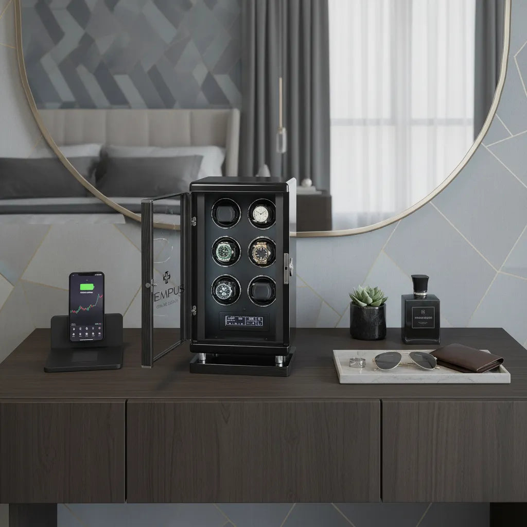 6 Watch Winder for Automatic Watches with BioMetric Technology by Tempus