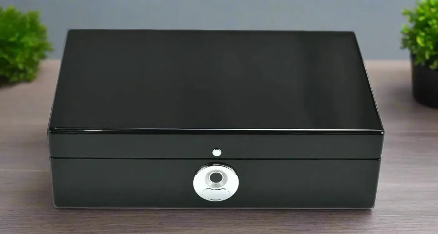 Tempus 8 Watch Box in Black Piano Finish with Bio Metric Lock