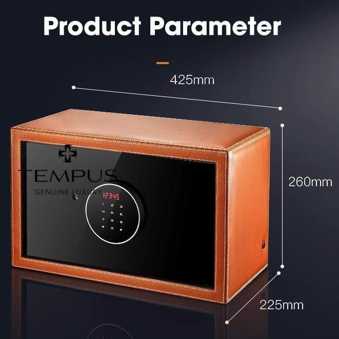 Tempus 8 Watch Winder Safe Black Premium Leather Contrast Stitching