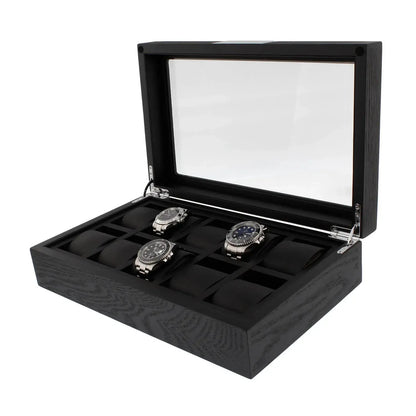 10 Watch Box Premium Black Oak Veneer by Tempus Luxury