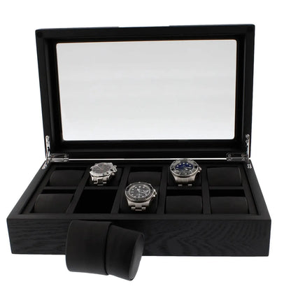 10 Watch Box Premium Black Oak Veneer by Tempus Luxury