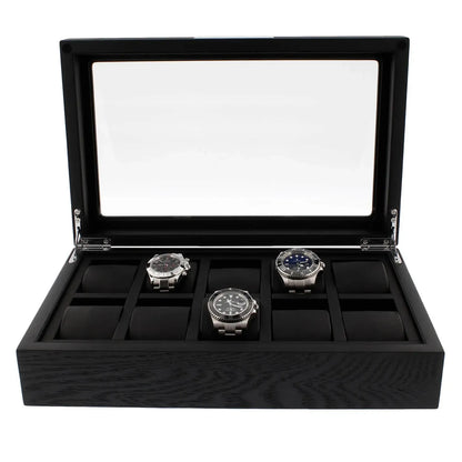 10 Watch Box Premium Black Oak Veneer by Tempus Luxury