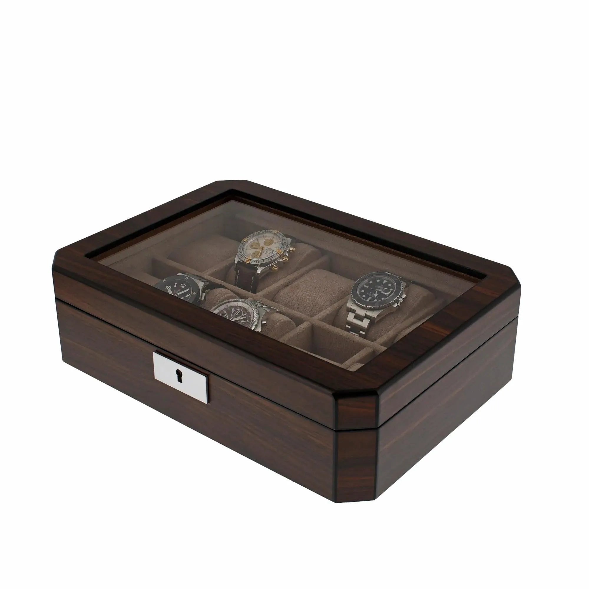10 Watch Box in Natural Dark Walnut Veneer Finish by Aevitas
