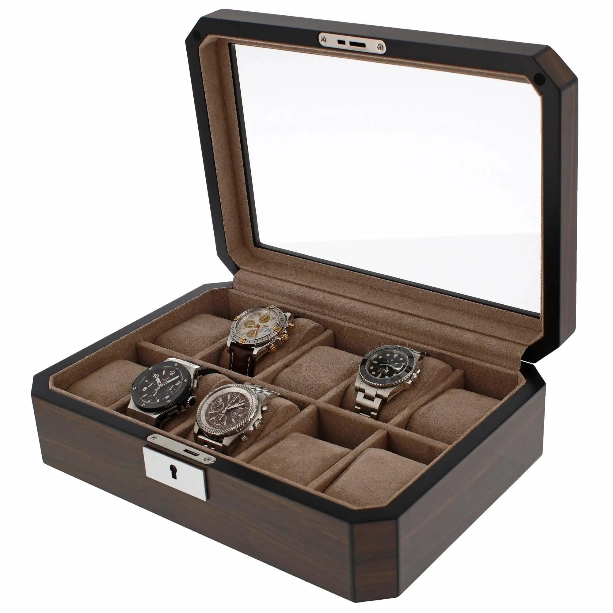 10 Watch Box in Dark Walnut Veneer by Tempus