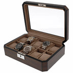 10 Watch Box in Natural Dark Walnut Veneer Finish by Aevitas