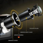 Exploded view of the Tempus 12 Watch Winder Safe Grade 1, showing premium leather, labeled parts (embedded/inner cylinders, German-imported bearings), and telescopic pillow holding a watch. £100K insurance rated by Tempus Luxury Watch Winders.