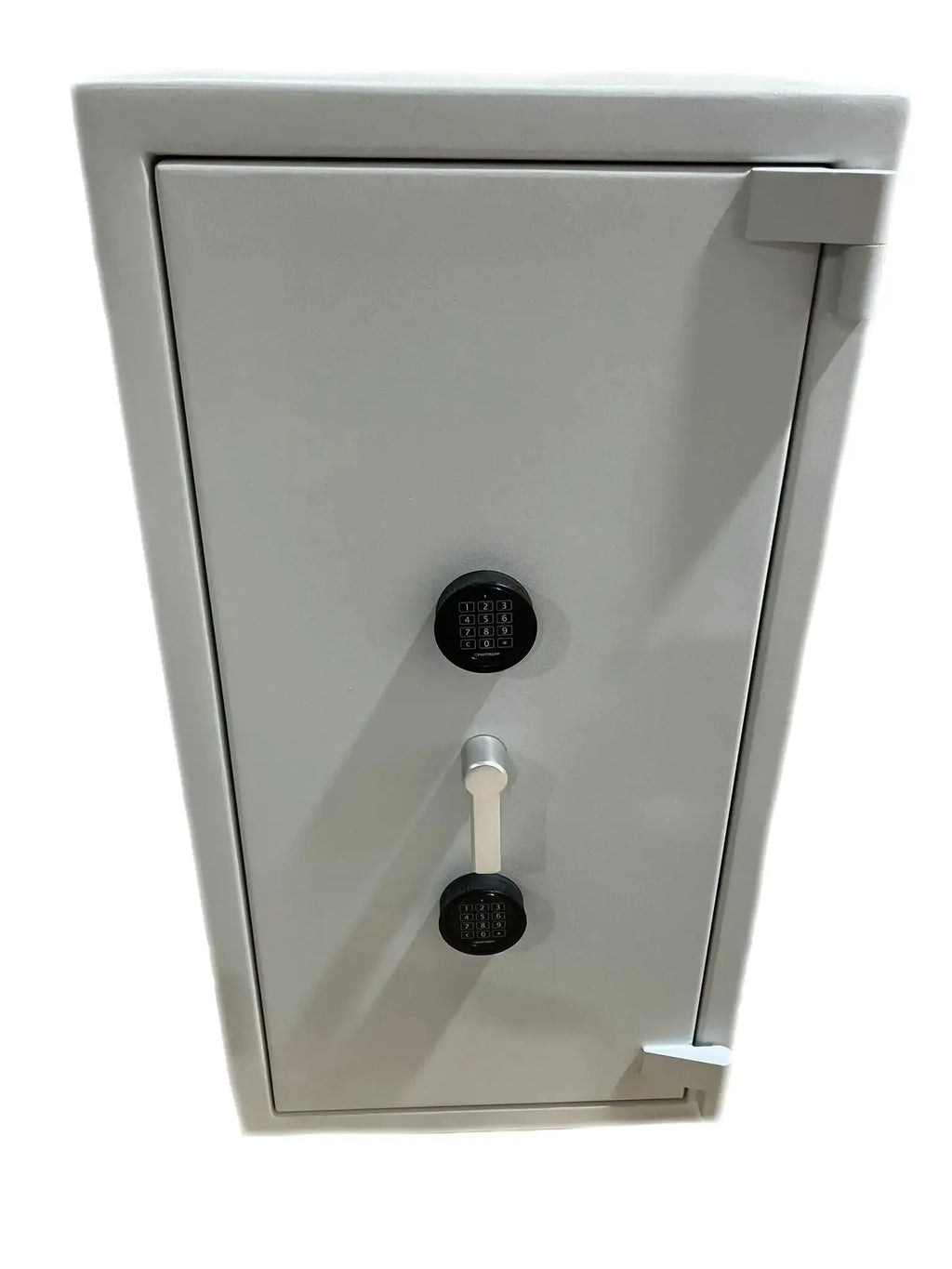 The Tempus Luxury Watch Winders 22 Watch Winder Safe Grade 4, featuring a £600,000 insurance rating, digital keypad lock, front handle, and tall gray heavy-duty design, is shown against a white background.