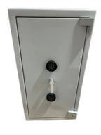 The Tempus Luxury Watch Winders 22 Watch Winder Safe Grade 4, featuring a £600,000 insurance rating, digital keypad lock, front handle, and tall gray heavy-duty design, is shown against a white background.