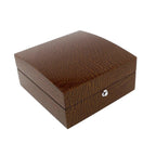 The Tempus Luxury Watch Winders 6 Watch Box features a brown high-gloss lacquered crocodile print finish and a small silver latch—ideal for stylish, secure watch storage.