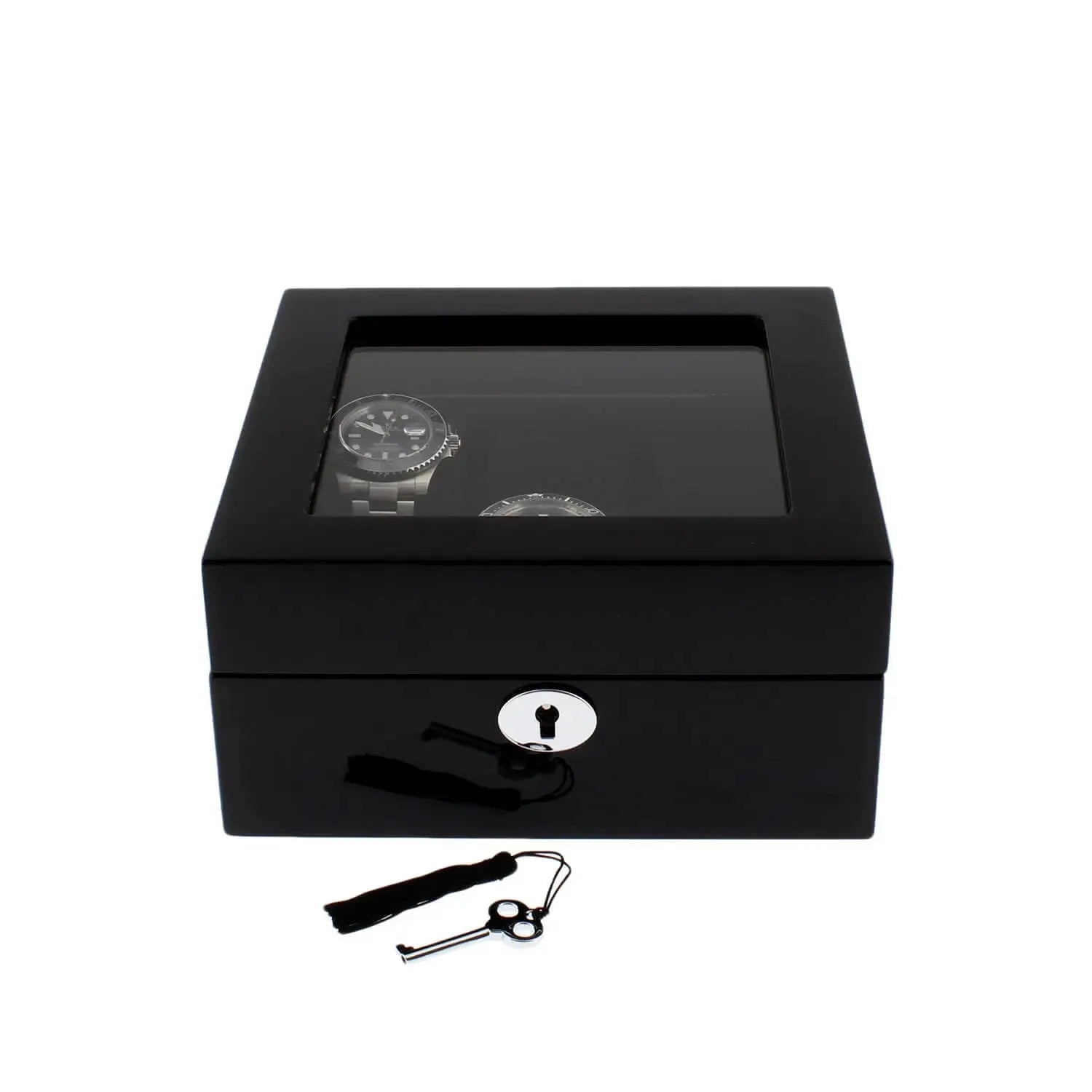 6 Watch Box in Premium Piano Black Gloss Finish with Black Luxury Lining