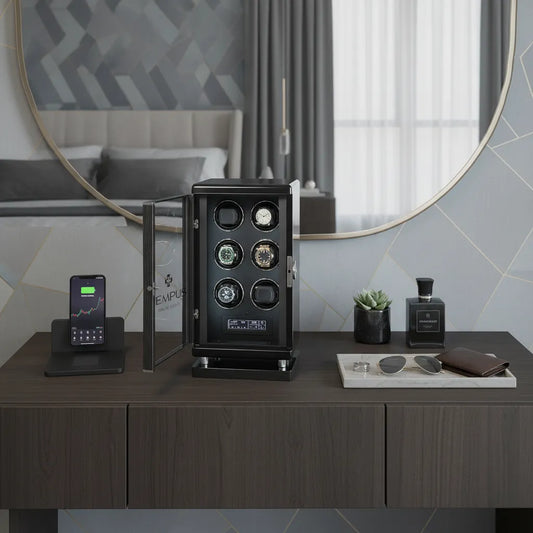 6 Watch Winder for Automatic Watches with BioMetric Technology by Tempus