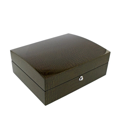 8 Watch Box in Premium Green High Gloss Lacquered Crocodile Print Finish