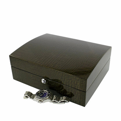8 Watch Box in Premium Green High Gloss Lacquered Crocodile Print Finish