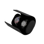 Premium Double Watch Roll in Black Saffiano Leather Super Soft Black Lining