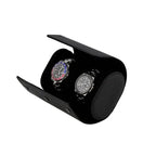 Premium Double Watch Roll in Black Saffiano Leather Super Soft Black Lining