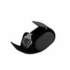 Premium Single Watch Roll in Black Saffiano Leather Super Soft Black Lining