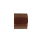The Aevitas Premium Single Watch Roll in brown leather with super soft tan suede lining, crafted to hold one watch, is displayed against a plain white background.