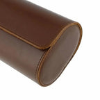Premium Triple Watch Roll in Brown Leather with Super Soft Tan Suede Lining