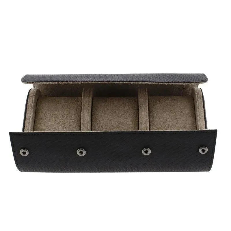 Premium Triple Watch Roll in Carbon Fibre Leather Super Soft Lining