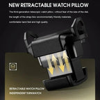 The Tempus Luxury Watch Winders Tempus 2 Watch Winder for Automatic Watches features a retractable black pillow, shown with yellow arrows to indicate adjustability, offering eco-friendly comfort and high-quality design for your timepieces.