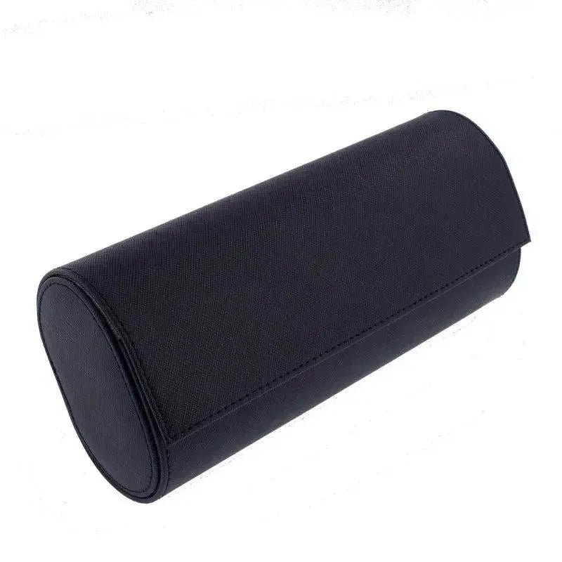 Triple Watch Roll in Navy Blue Saffiano Real Leather with Super Soft Lining