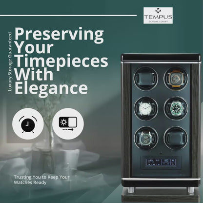 6 Watch Winder for Automatic Watches with BioMetric Technology by Tempus