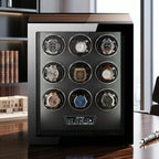 Tempus 9 watch winder housing Rolex automatic watches with a sleek design.