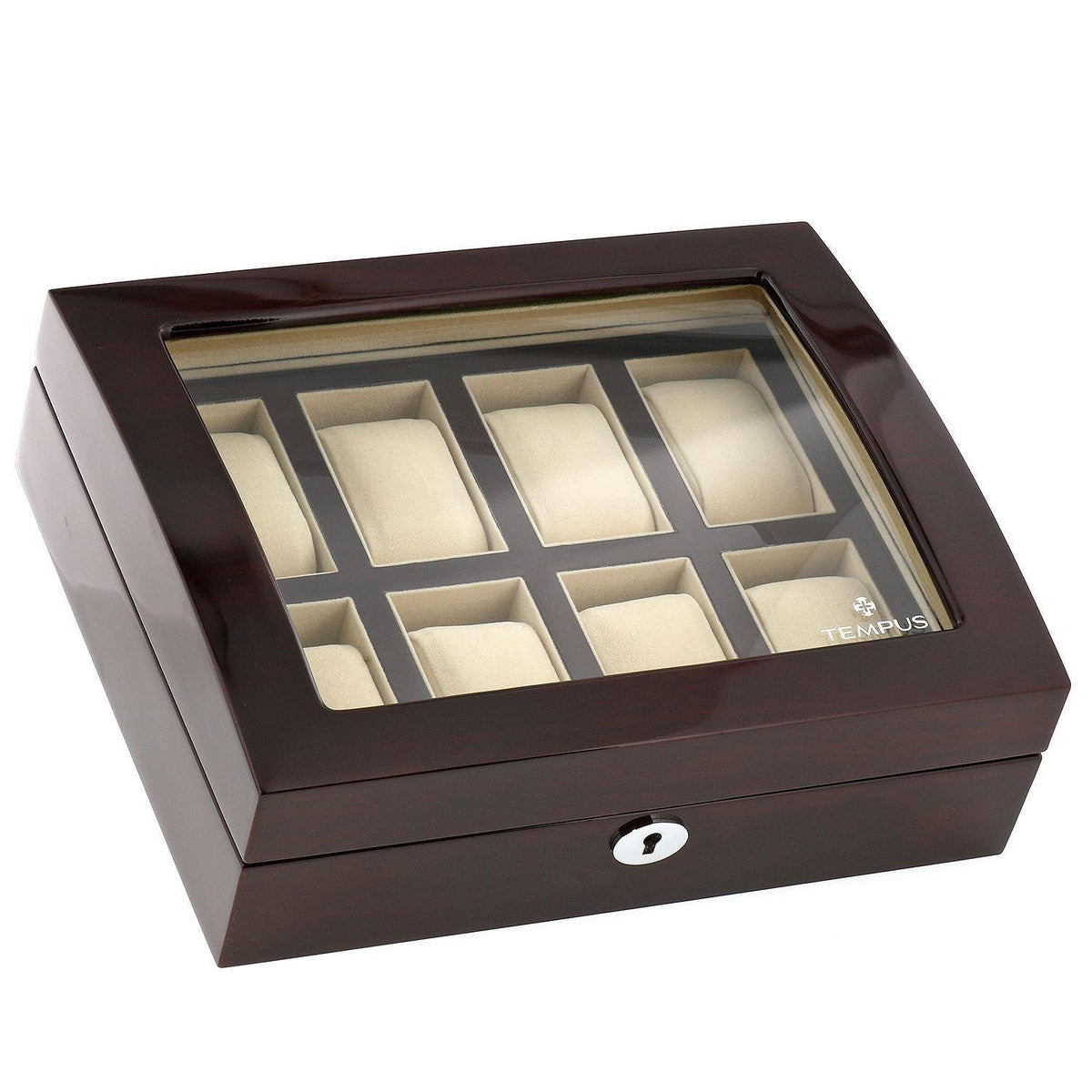 High Quality Watch Collectors Box for 8 Watches with Mahogany Veneer High Gloss Finish by Tempus