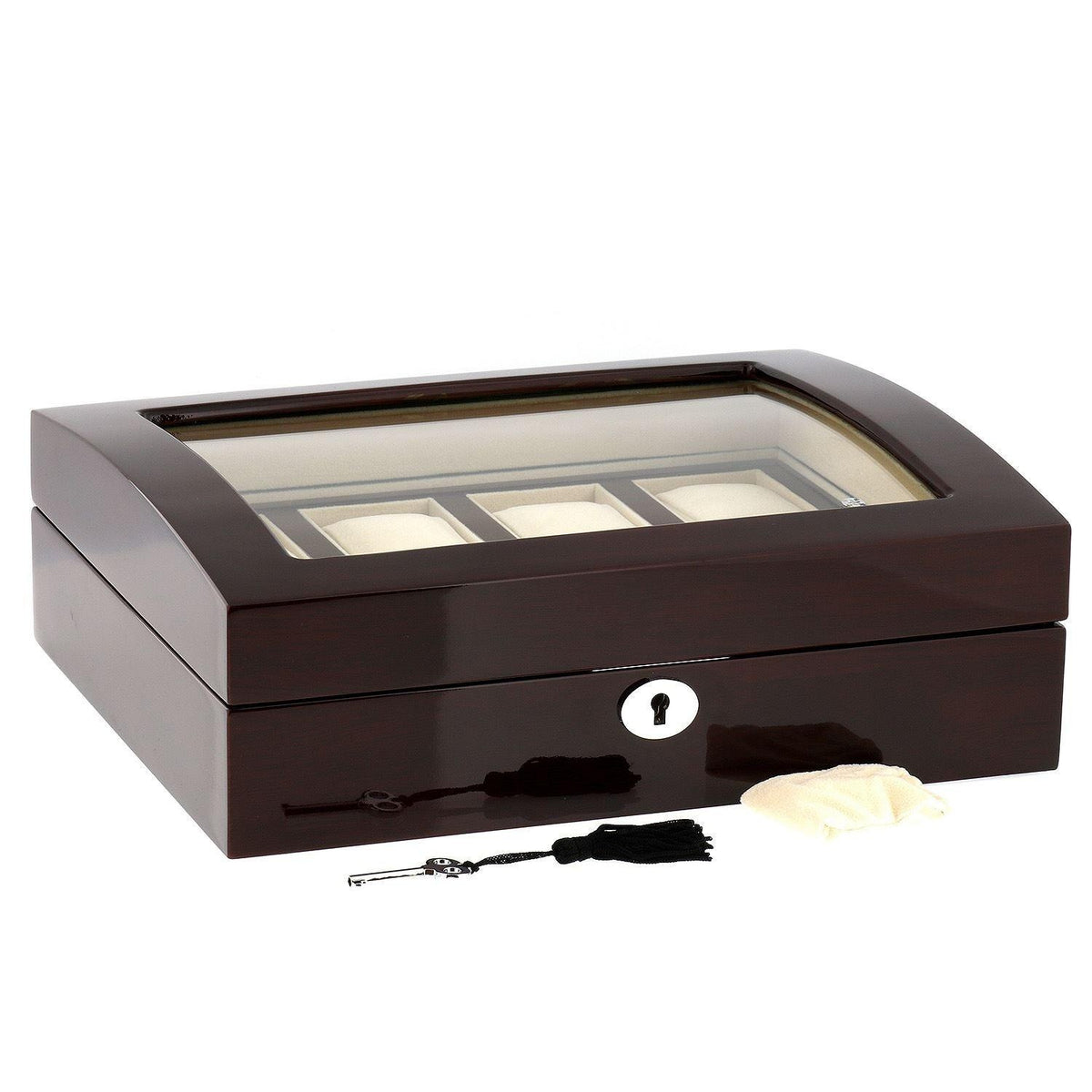 High Quality Watch Collectors Box for 8 Watches with Mahogany Veneer High Gloss Finish by Tempus